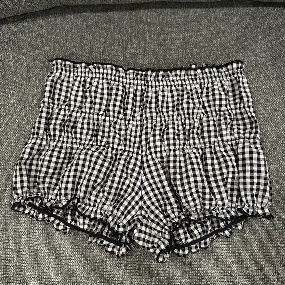 Windsor Black and White Checkered High Waist Shorts